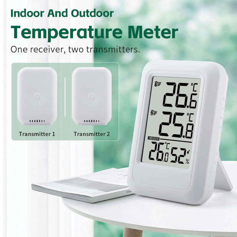 TS-FT0402 1-to-2 Indoor Outdoor Temperature and Humidity Meter Wireless Digital Hygrometer Thermomet