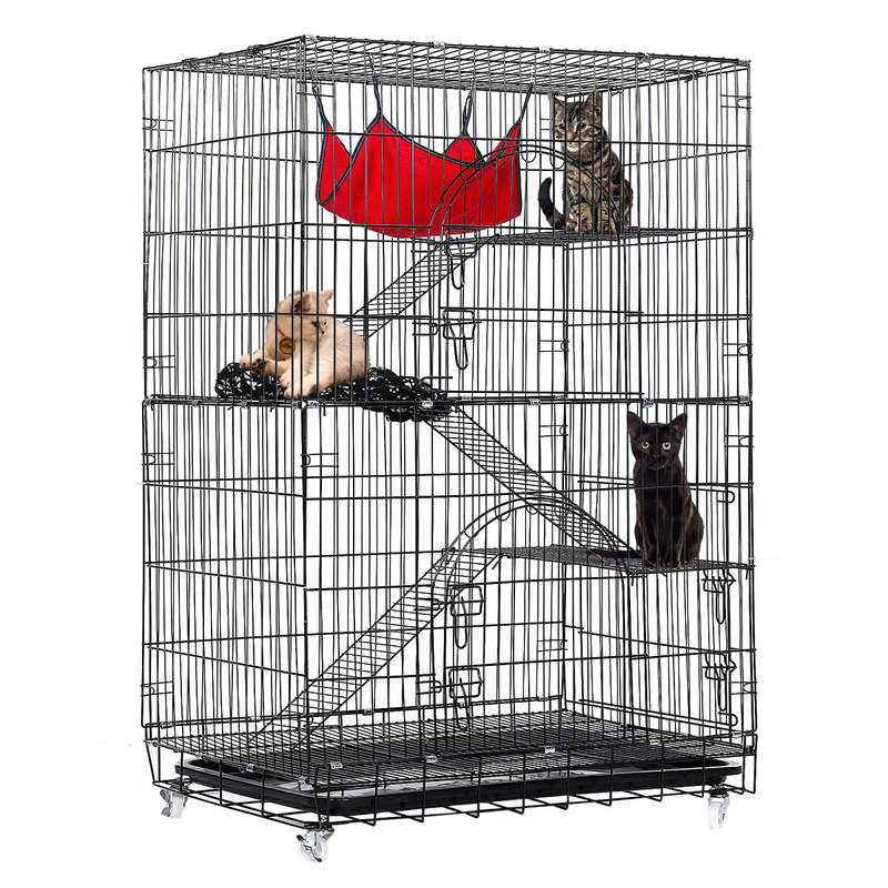 PawGiant 4-Tier Cat Cage, Cat Playpen Kennel Crate Chinchilla Rat Box Cage Enclosure with Ladders, P