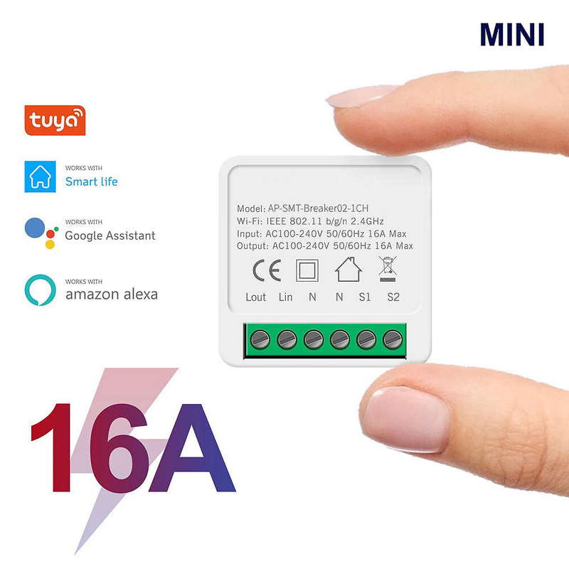 16A Mini Smart Wifi DIY Switch Support 2 Way Control Smart Home Automation Module Work with Alexa Go