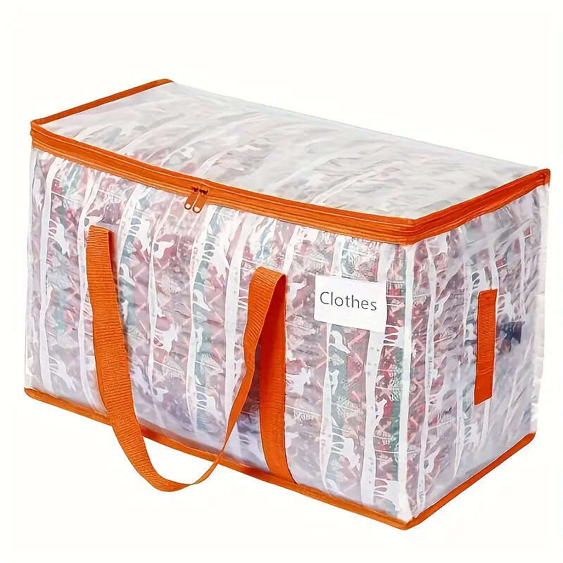 3pcs Extra Large 92L Heavy Duty Clear Moving Bags with Fixed Shoulder Strap Zipper Closure Foldable
