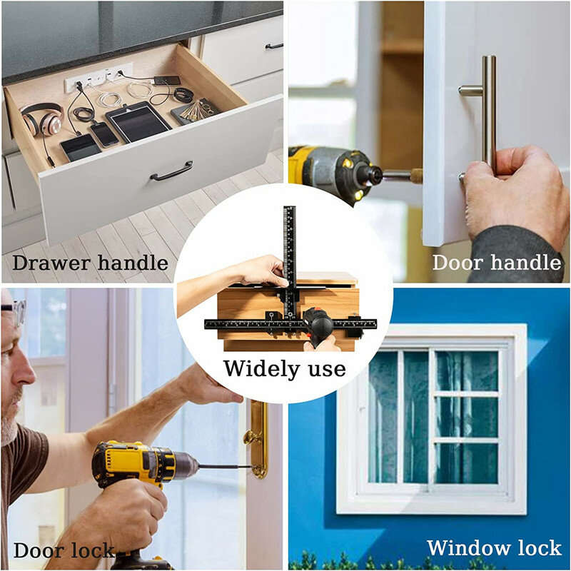 Aluminum Alloy Cabinet Hardware Jig Pocket Hole Jig Drill Locator Punch Guide for Installation of Ha