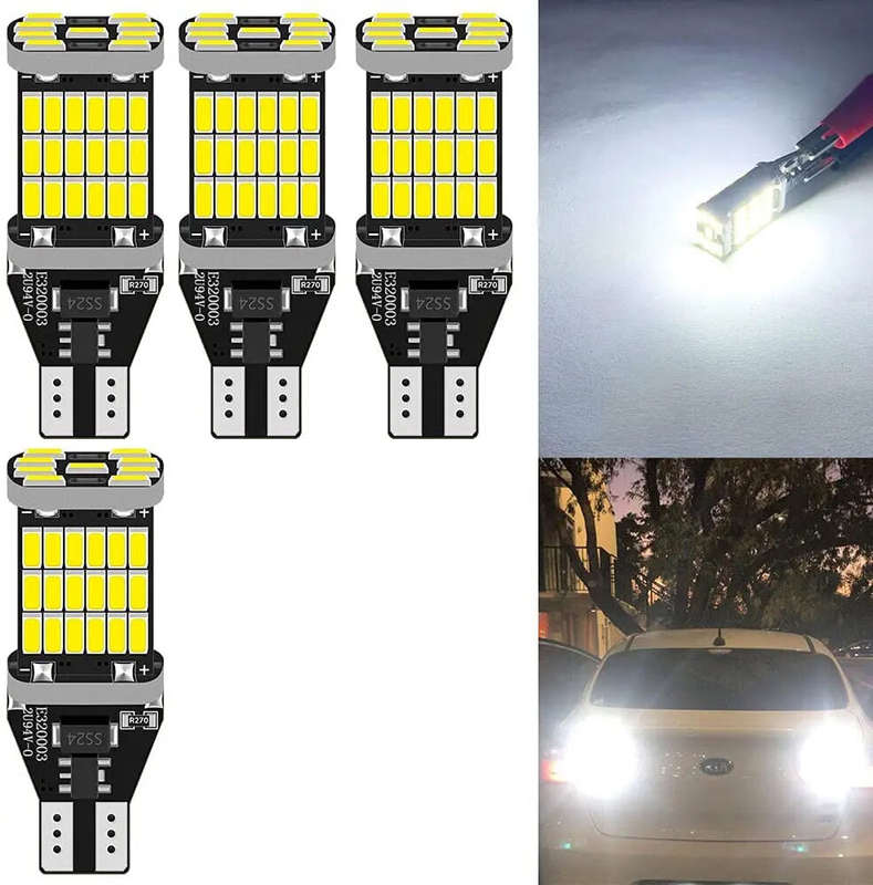 4-Pack Super Bright T15 4014 45-SMD LED Car Reverse Lights Constant Current Decoding Turning Tail Fo