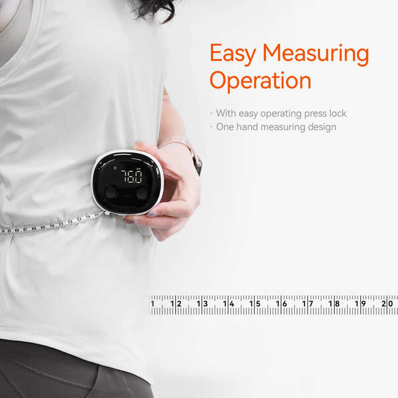 Smart Digital Measuring Tape Accurate 0.1 cm/inch LED Display Rechargeable Type-C Battery Fitness Ap
