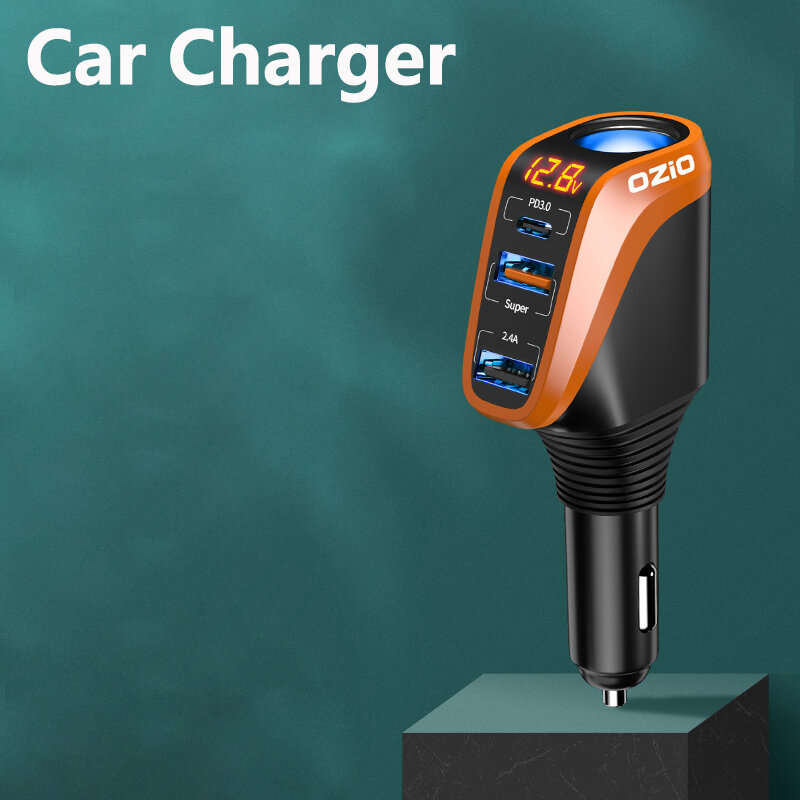 OZIO 12/24V Car Lighter Charger Universal Fast Charging 66W QC3.0 USB PD20W Type-C Power Supply Sock
