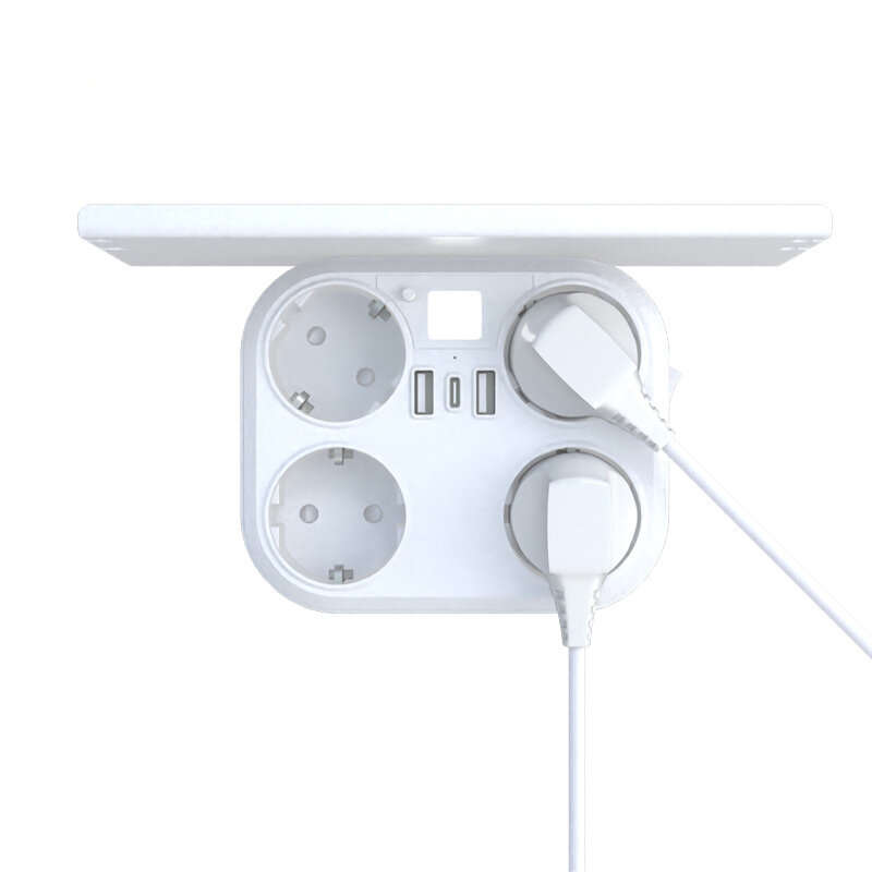 RRTEAVEL HHT105 16A Wall Switch Socket with Tray 4AC+3USB Port Universal Convertion EU Outlet with C