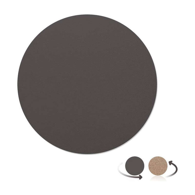 AtailorBird Round Mouse Pad PU Leather Natural Cork Protective Desk Mat Waterproof Non-Slip Double-s