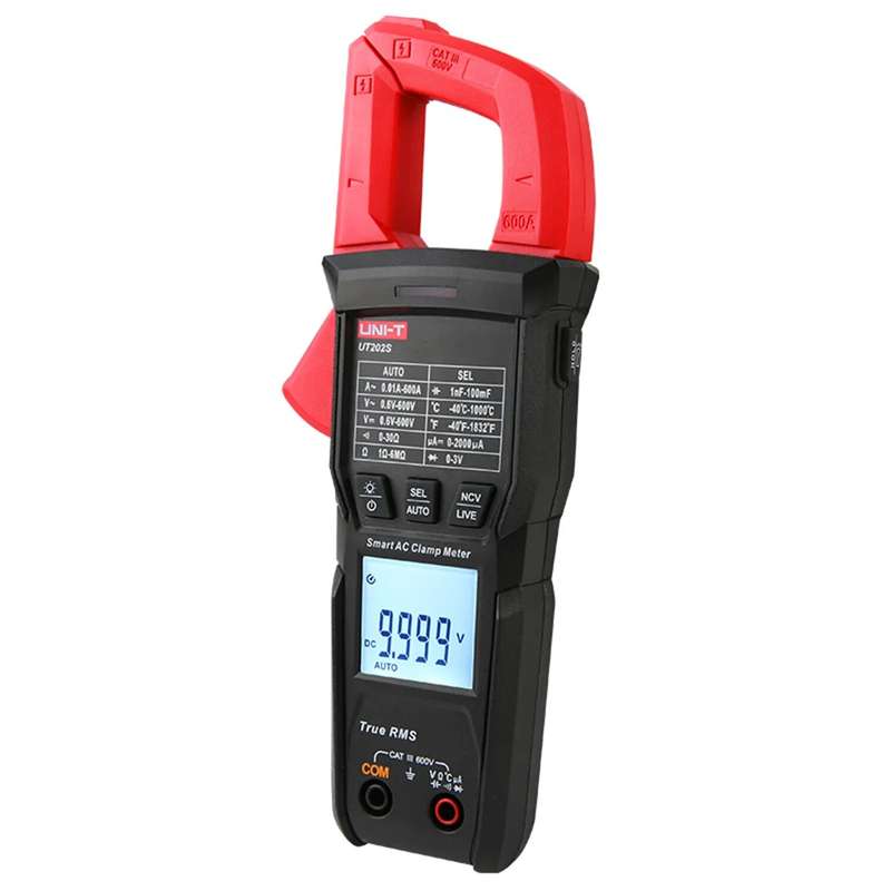 UNI-T Digital Clamp Meter UT202S AC 600A True RMS NCV Ammeter DC Voltage Frequency Hz Capacitance Da