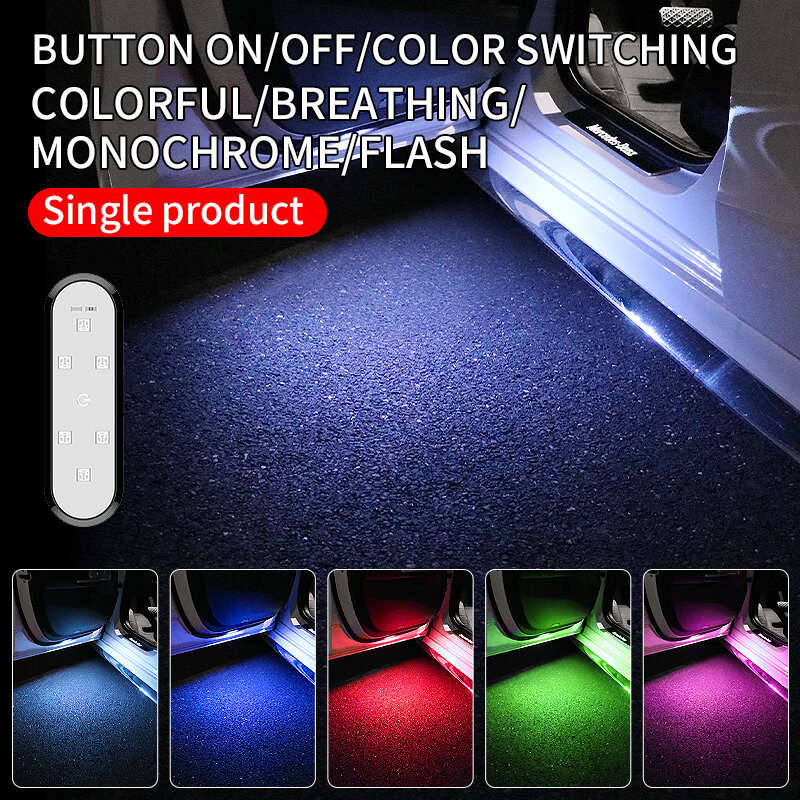 LED Car Door Welcome Light Multicolor Flash Cordlessd Atmosphere Warning Light Anti-collision Rear-e