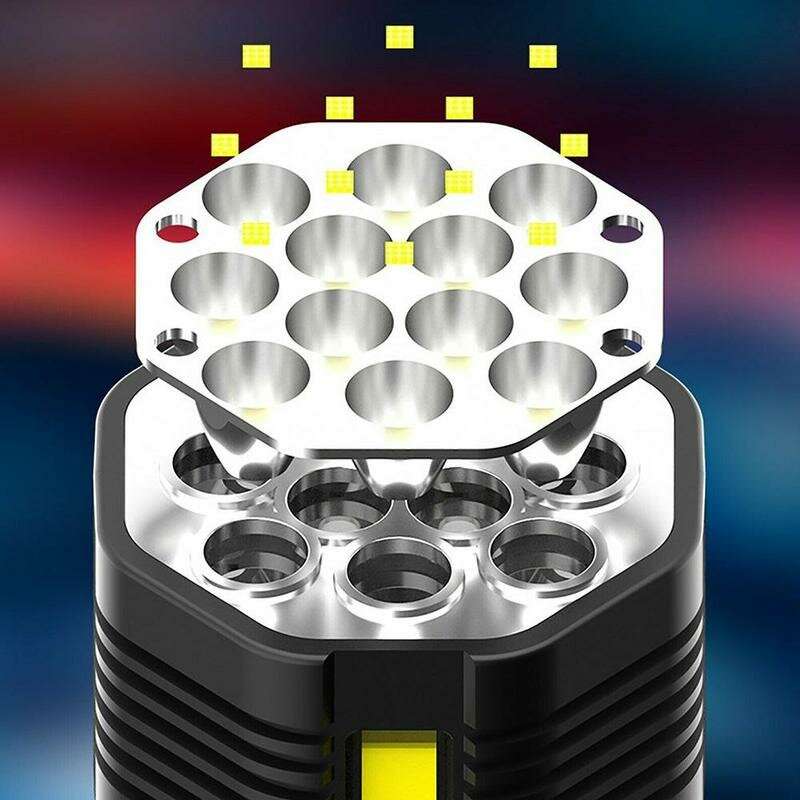 12LED Ultrabright Outdoor Home Portable LED Flashlight USB Charging Super Light Tactical Torch Emerg