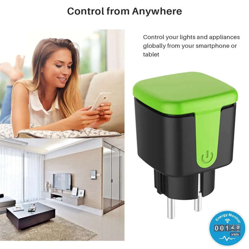 RSH-OP003 16A Tuya Smart WiFi Socket IP44 Waterproof Energy Monitor EU Plug Wireless Remote Control