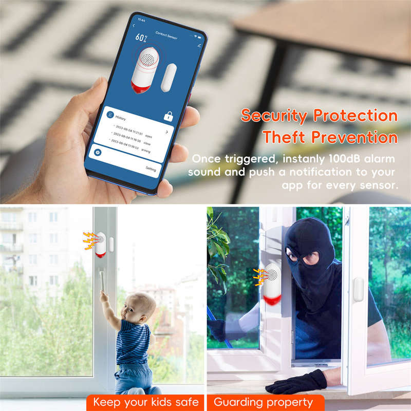 AW401S Tuya WiFi Door Window Sensor Alarm Home Security Wireless Magnetic Sensor Anti-Theft Alarm So