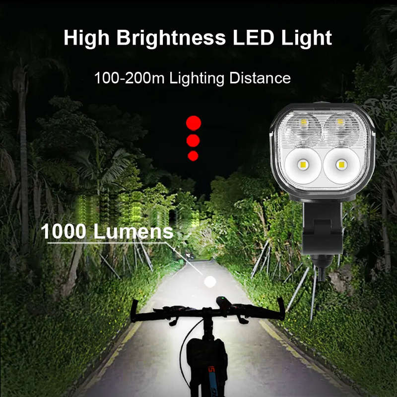 BENGGUO 3 in 1 Bike Headlight 1000Lm Brightness 4400mAh High Capacity Power Bank 8 Light Modes Water