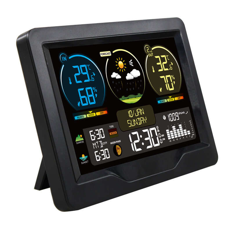 Multifunctional Wireless Weather Station Indoor Outdoor Temperature Humidity Time Weather Forecast F