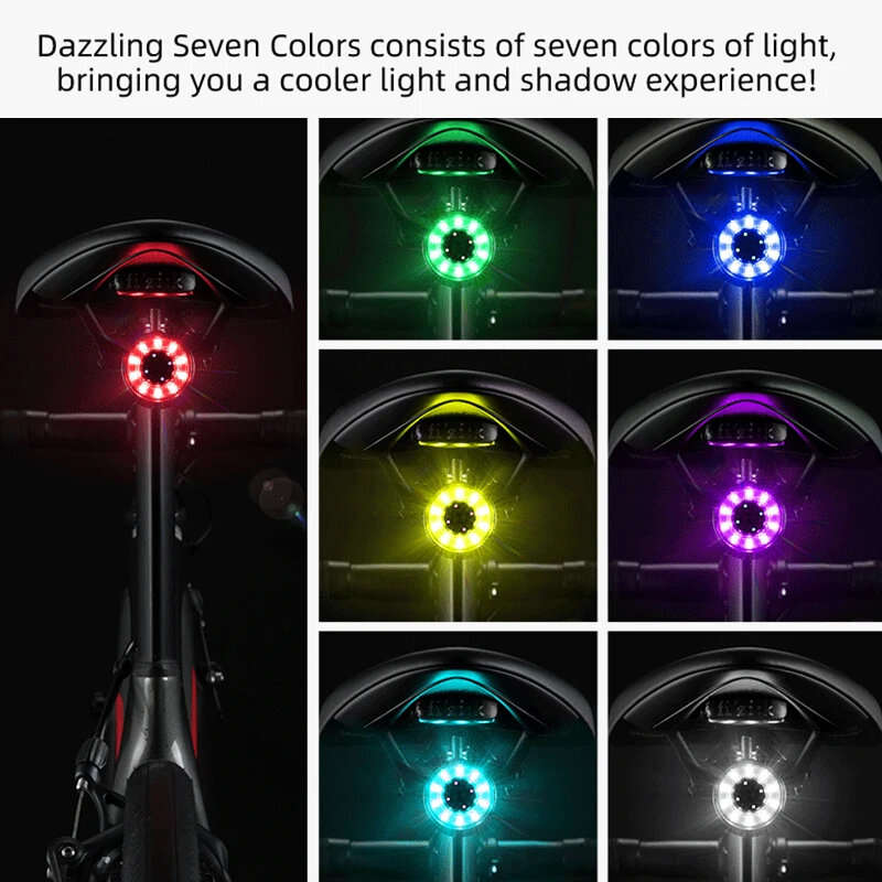 ROCKBROS Q1 Bike Taillight 300mAh Battery 5 Lighting Modes IPX5 Waterproof Type-C Rechargeable Color