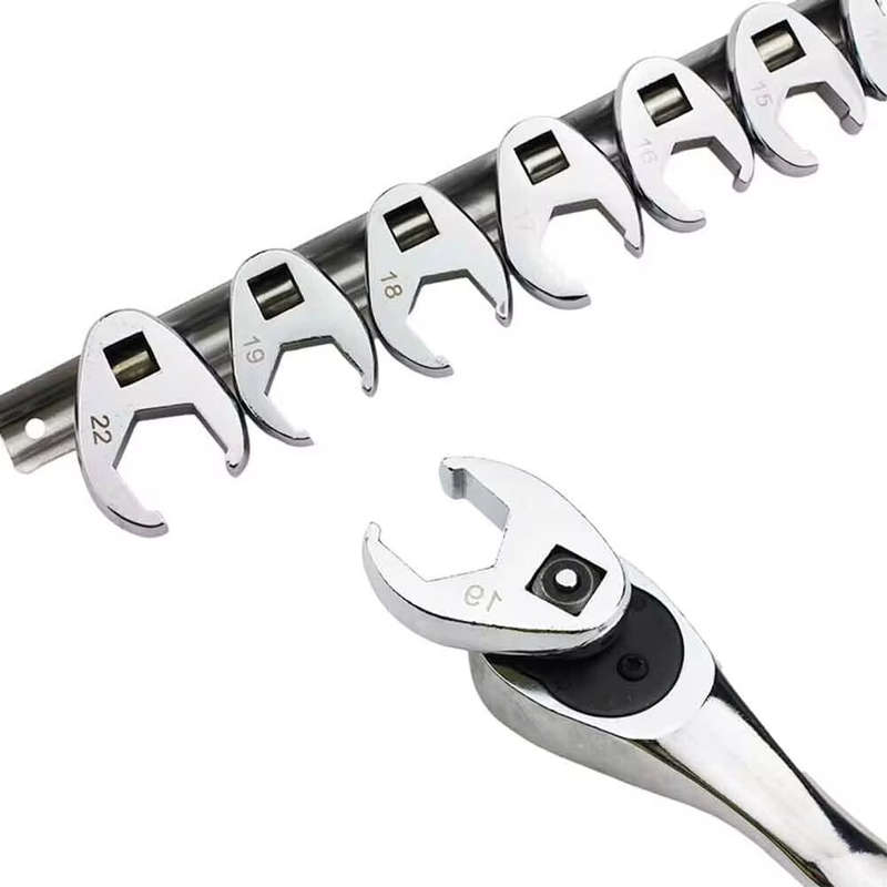 10PCS 3/8Inch Drive Crowfoot Wrench 10 To 22mm Metric SAE Imperial Chrome Plated Foot Open End Spann