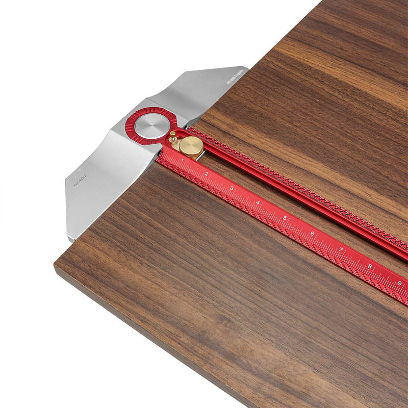 HONGDUI MT-2465 Woodworking Line Scriber Marking T Square Ruler Aluminum Alloy Hole Positioning Mark