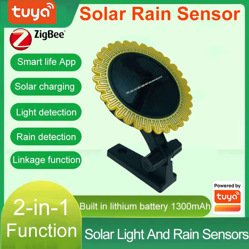 Tuya Smart Zigbe Sunlight Rain Sensor Solar Charging Real-time Rainwater Detector Smart Life App Con