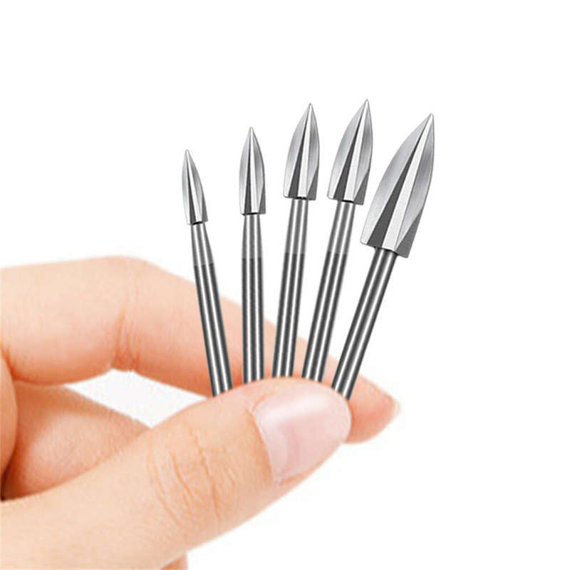 5Pcs Wood Carving Drill Bits HSS Engraving Drill Bit Set Solid Carbide Root Milling Grinder Burr Pre