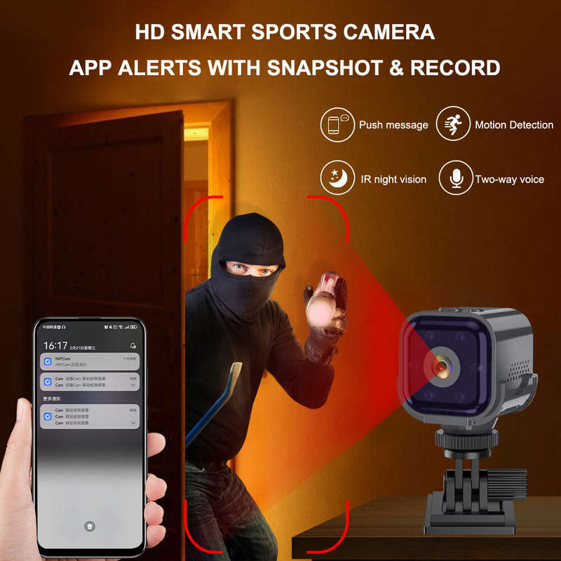 1080P Smart Action Camera HD Wifi Sports Camera IR Night Vision Bicycle Motorcycle Recorder Home Sec