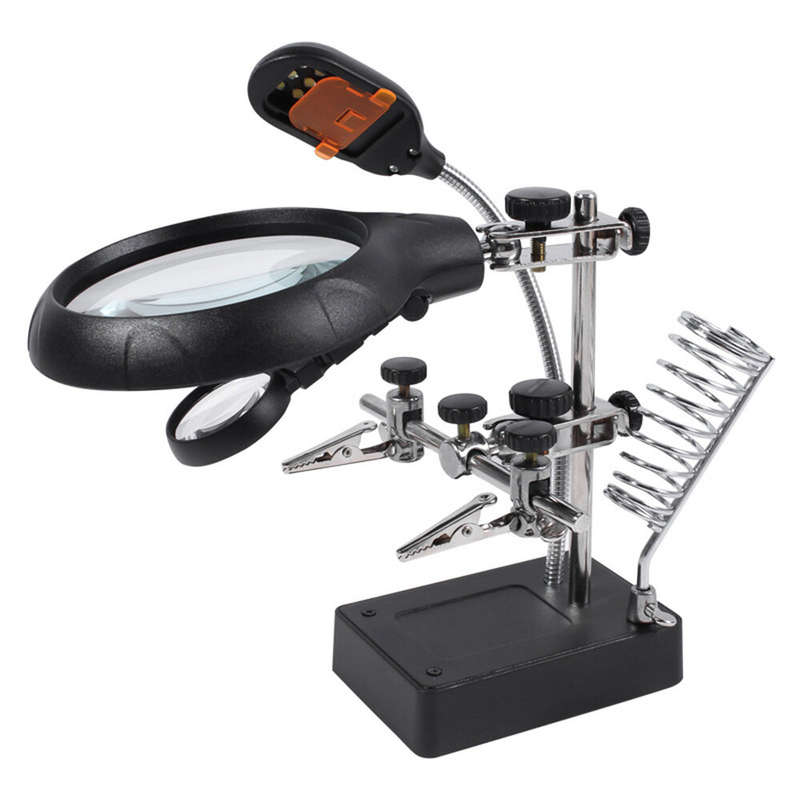 8X Adjustable High Magnification Glass Desktop Magnifier 6 LED Lights for Perfect Illumination Light