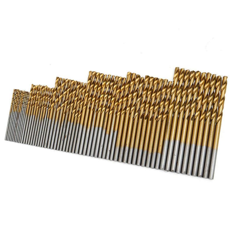 60PCS 1mm/1.5mm/ 2mm/2.5mm/3mm/3.5mm Titanium-Coated High-Speed Steel Twist Drill Bit Set Diverse Si