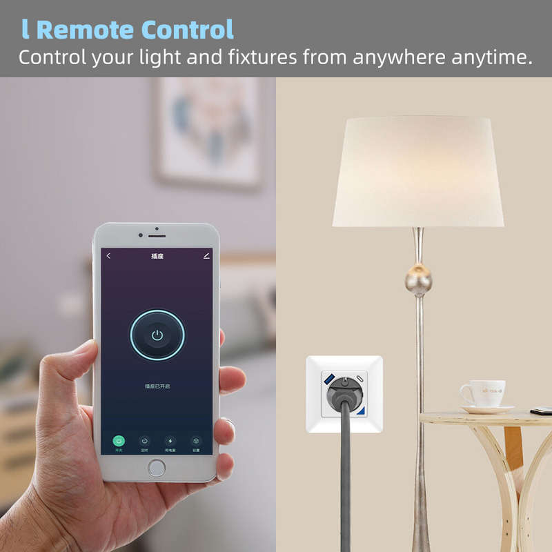 Tuya WiFi Smart EU Wall Socket with PD 20W Type-C & A Dual USB Fast Charger Outlet APP Remote Contro