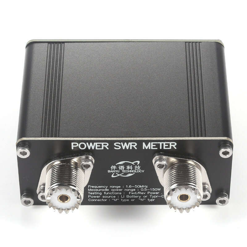 Digital SWR Power Meter 150W 1.6-50MHz USB Type-C High Accuracy Multiple Display Modes Built-in Lith