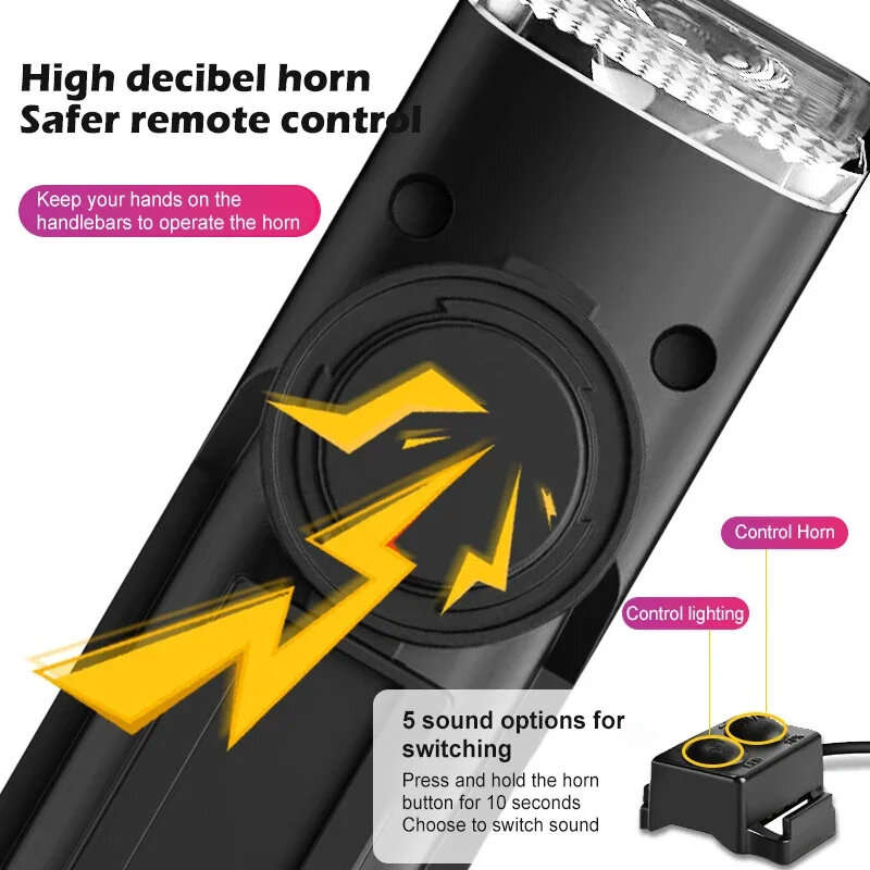 3 in 1 450Lm Brightness Wireless Bike Headlight 2000mAh Battery Type-C 3 Light Modes Smart Speedomet