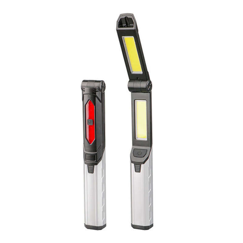 Portable COB LED Flashlight USB Rechargeable Work Light Magnetic Lanterna Hanging Lamp with Built-in