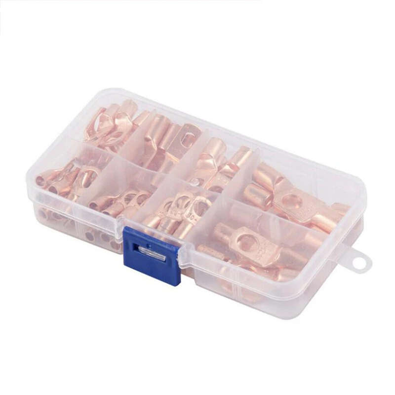 60pcs Wire Lug Copper Ring SC6-25 Copper Connectors Bare Cable Electric Crimp Terminal Connector Kit
