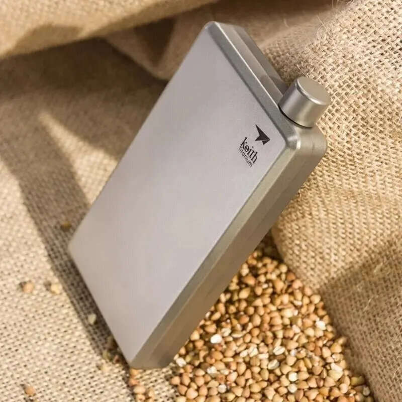 Keith Pure Titanium Hip Flask With Funnel 100ml Drinkware Outdoor Sports Camping Hiking Pot Whiskey