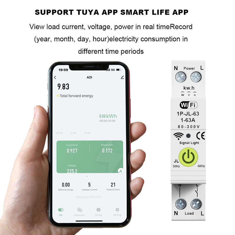 Tuya WiFi Intelligent Circuit Breaker ON OFF Timing Energy Meter Automatic Reclosing Protector with