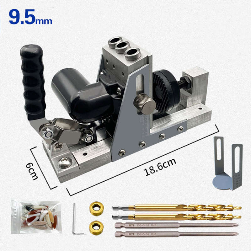 9.5mm 3/8 Inch Oblique Hole Locator With Dust Hose Drill Bits Pocket Hole Jig Kit Woodworking Drill