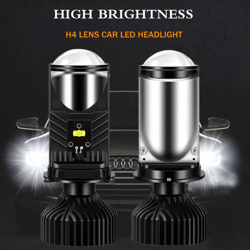 2pcs H4 LED Projector Mini Lens Auto Car LED Headlight Bulb Kit Conversion High & Low Beam 6000K Tur