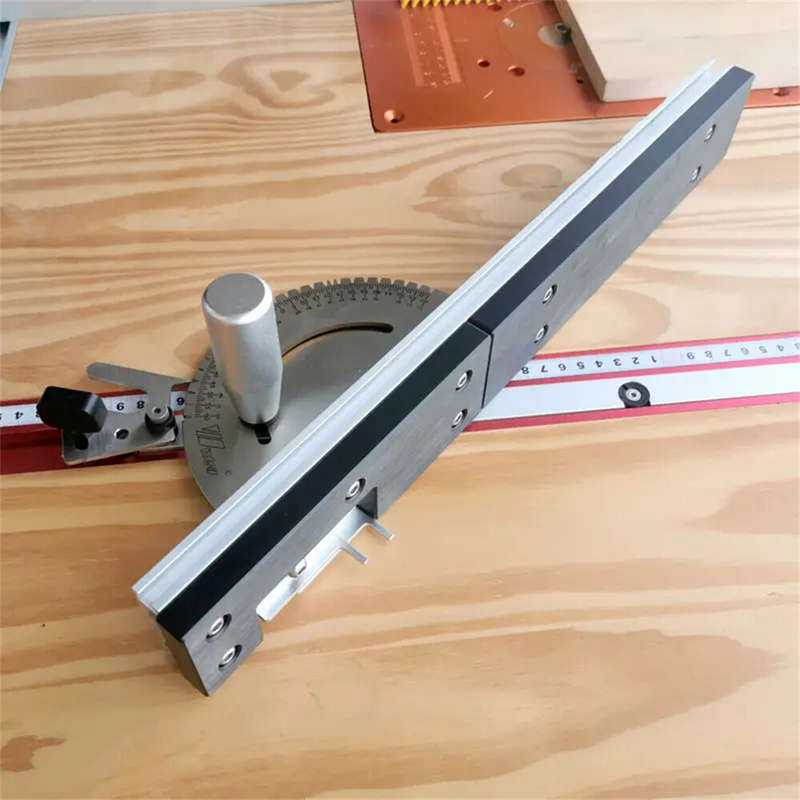 Wnew 450mm Miter Gauge Fence with Tenon Block and A Repetitive Cut Flip Stop For Wood Workbench Rout