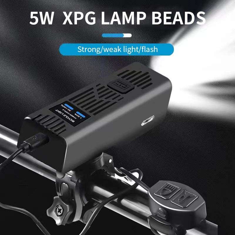 BENGGUO 2 in 1 Wired Control Bike Headlight 2000mAh Power Bank Handlebar Flashlight USB Charging IPX
