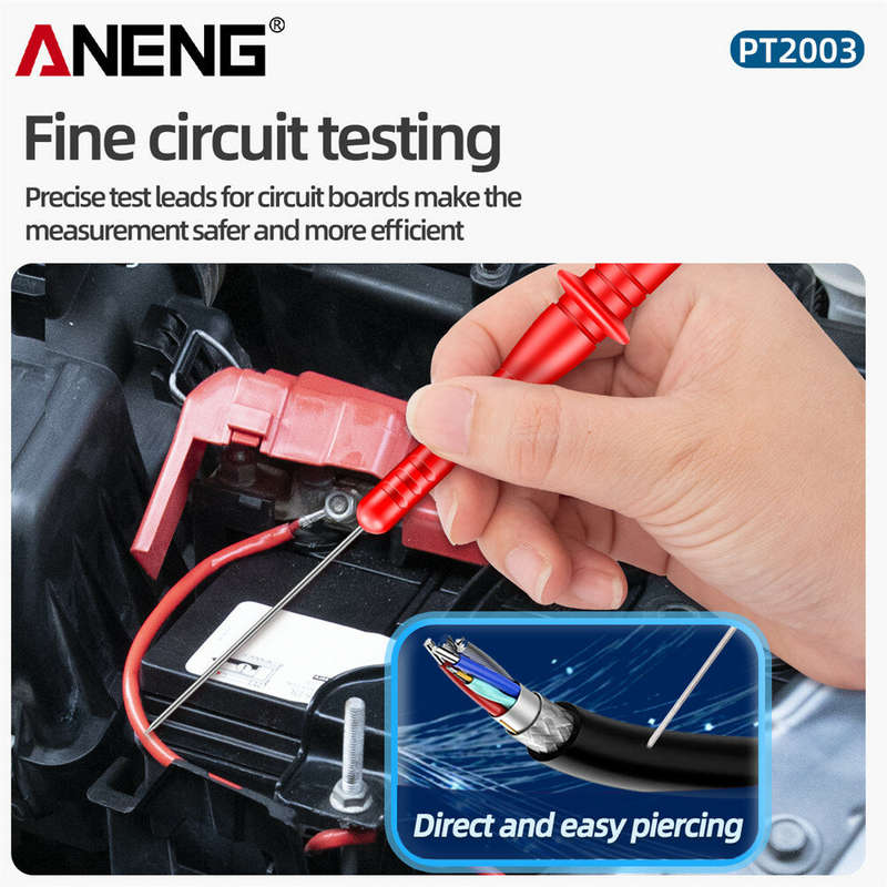 ANENG PT2003 2pcs Multimeter Test Lead Extention Piercing Needle Tip Probe 1000V 10A Red/Black Insul
