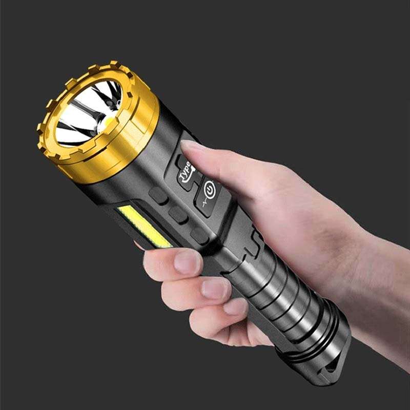 BIKIGHT 885 LED+COB 500m Long Range Strong ABS Housing Flashlight With COB Side Light Type-C USB Rec
