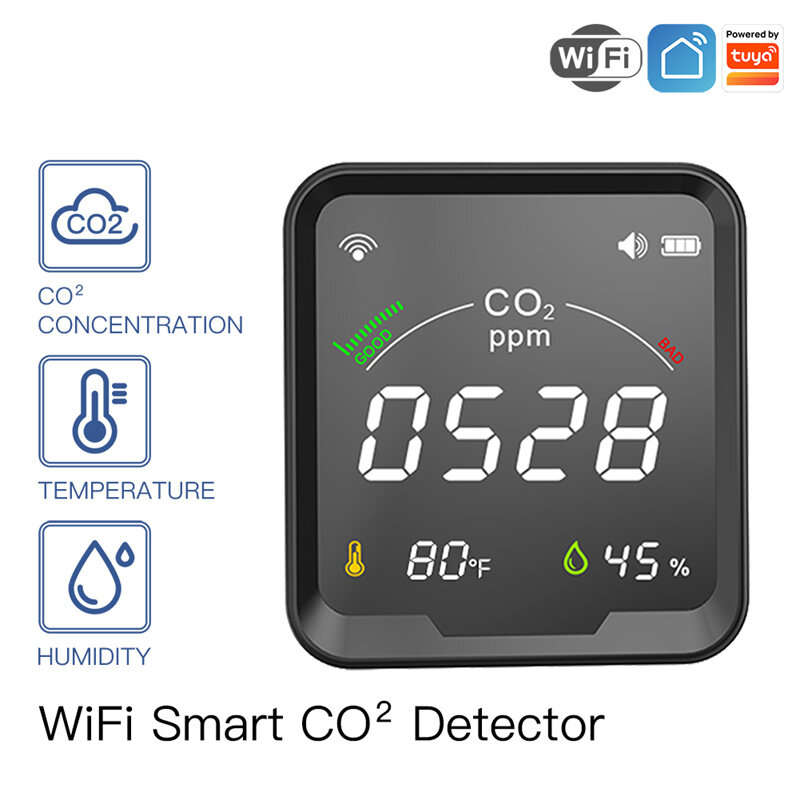 MoesHouse Tuya WiFi Smart Home Temperature Humidity Sensor Air Quality Carbon Dioxide Detector with