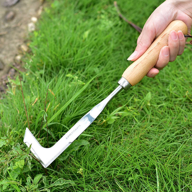 Crack Weeder Crevice Weeding Tool Stainless Steel L-Shaped Blade Beech Handle Garden Maintenance Law