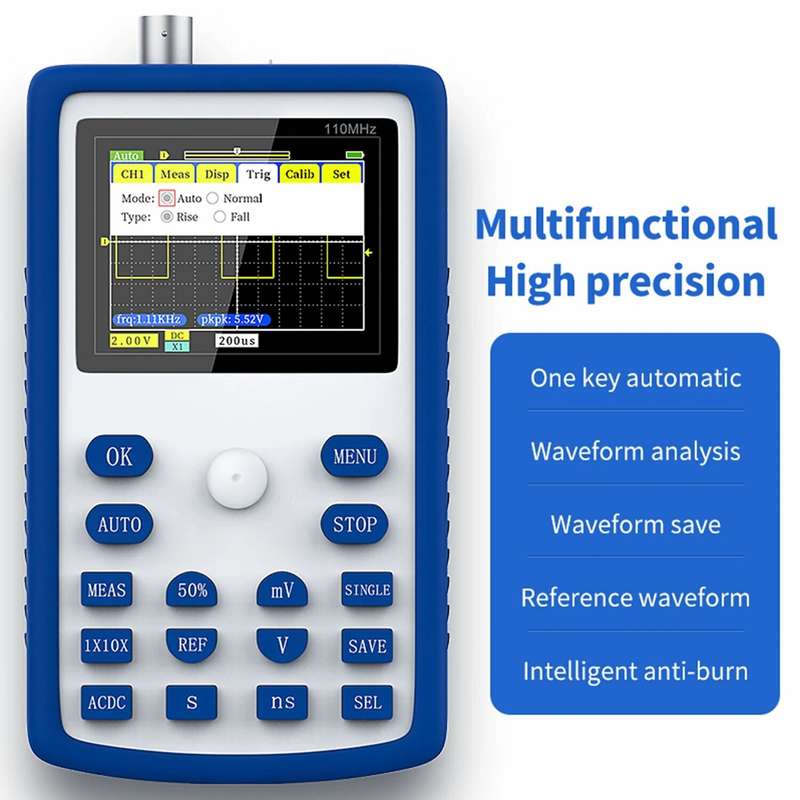FNIRSI 1C15 Professional Digital Oscilloscope 500MS/s Sampling Rate 110MHz Analog Bandwidth Support
