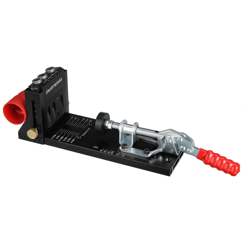 ENJOYWOOD XK4 Pocket Hole Jig Kit Aluminum Alloy Adjustable Woodworking Drilling Guide for Angled Ho
