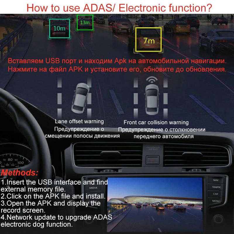 Car DVR 1080P Full HD With ADAS G-Sensor Loop Recording For Android Radio Player 170 Wide-Angle Car