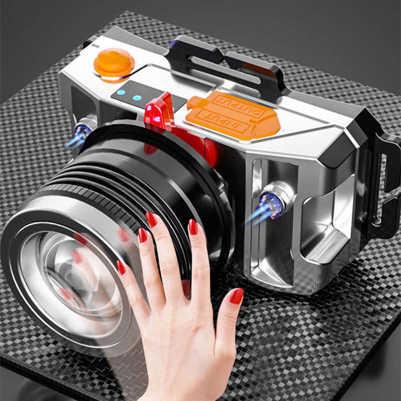 Outdoor 500LM Wave Sensor Headlamp White Yellow Blue 3 Light Source Fishing Headlights USB Charging