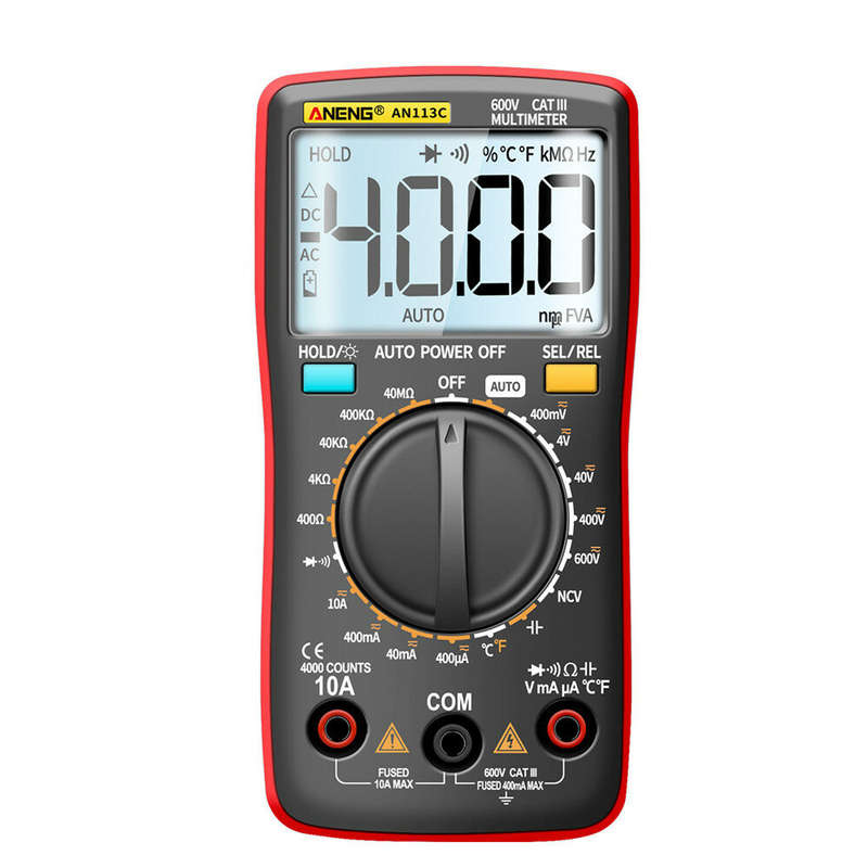 ANENG AN113C Intelligent Auto Measure Digital Multimeter 4000 Counts True RMS LCD Digital Multimeter
