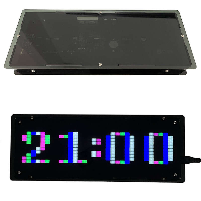 DIY LED Music Spectrum Clock Display Kit 16x32 Segment Rhythm Light 8 Kinds Spectrum Mode Electronic