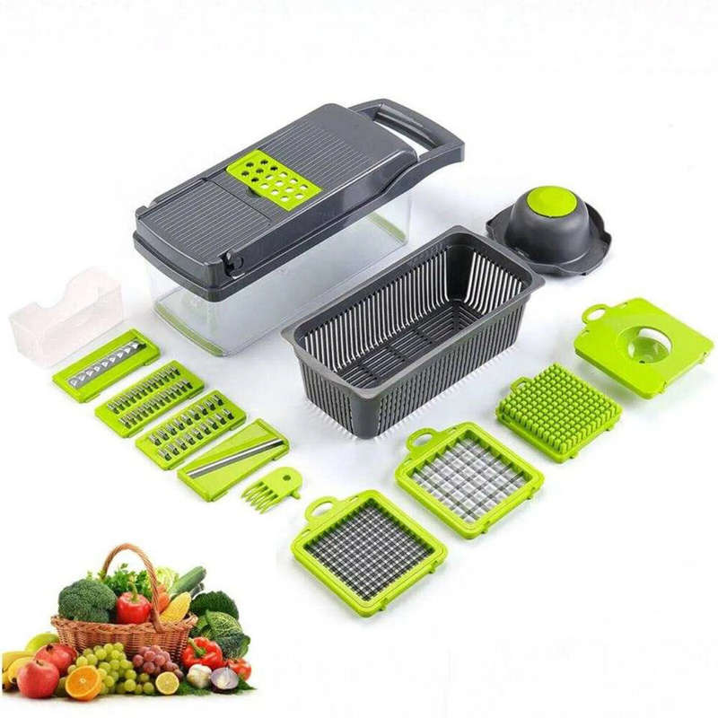 14-in-1 Vegetable Slicer Multifunctional Eco-Friendly Compact Kitchen Tool with Stainless Steel Blad