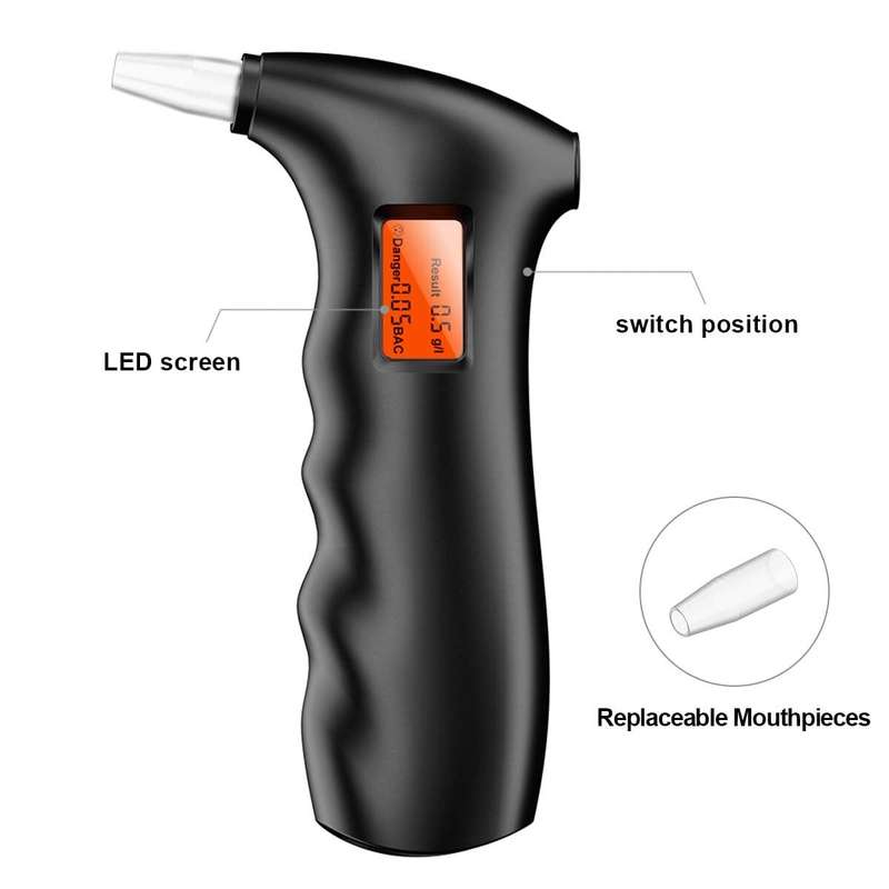 Portable Breathalyzer with 5 Mouthpieces for Alcohol Personal Alcohol Breathalyzer Tester LCD Displa