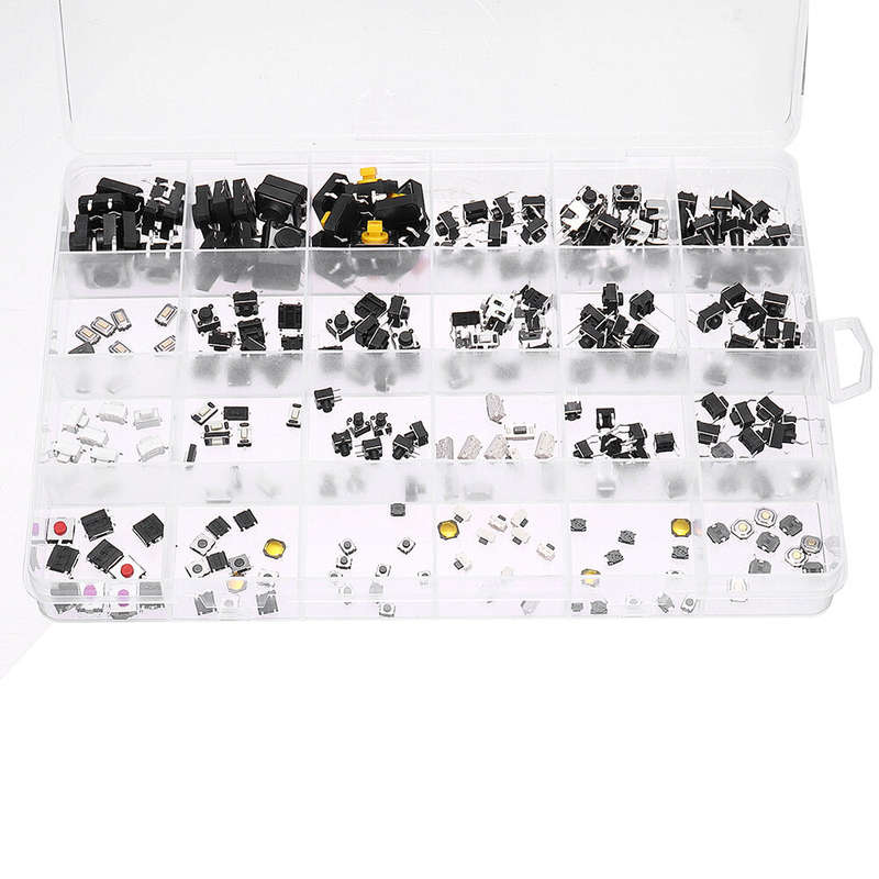 250pcs 25Values Micro Switch Assorted Push Button Tact Switches Reset Mini Leaf Switch SMD DIP 2*4 3