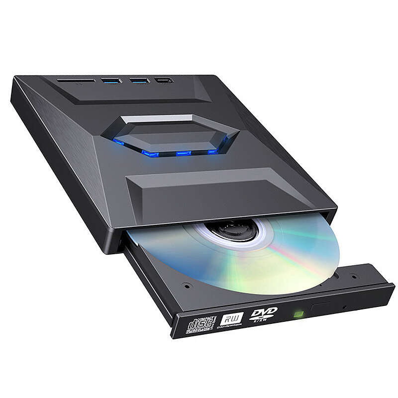 DeepFox External DVD Drive USB3.0 Type-C Cable Portable Optical Player CD RW Writer Burner for Lapto